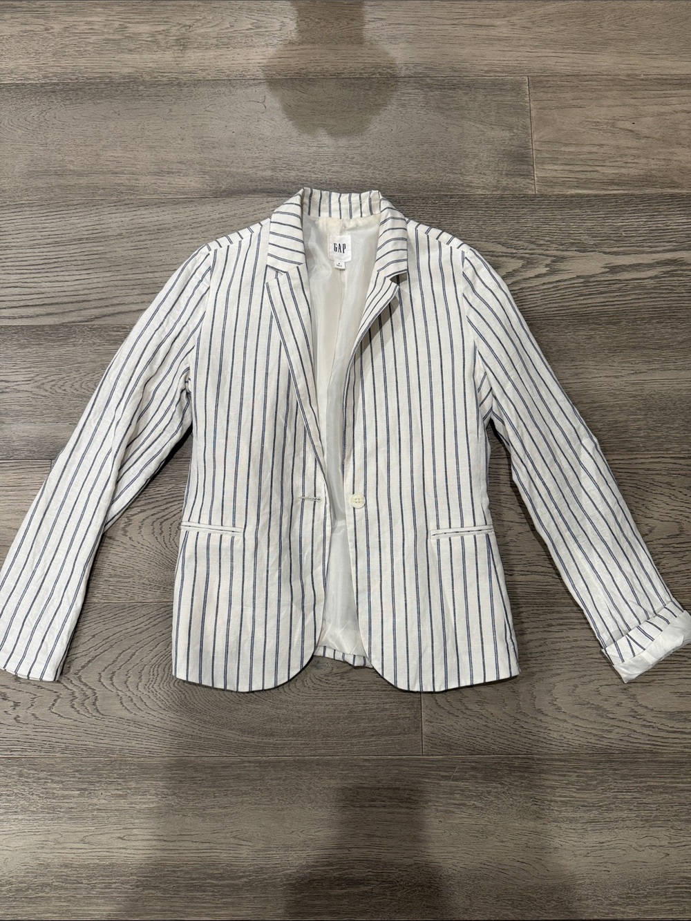 GAP White Blazer with Navy Pinstripes